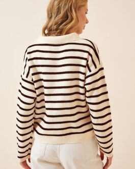 Beige Striped Sweater